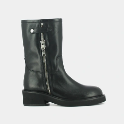 Boots &agrave; talons et doubles fermetures &eacute;clair en cuir noir | DIANETTE | Jonak