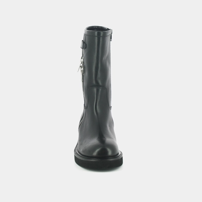 Boots &agrave; talons et doubles fermetures &eacute;clair en cuir noir | DIANETTE | Jonak