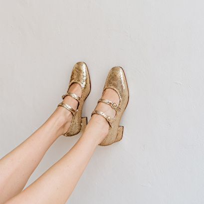 Babies doubles boucles et talons en sequins platine | DOMI | Jonak