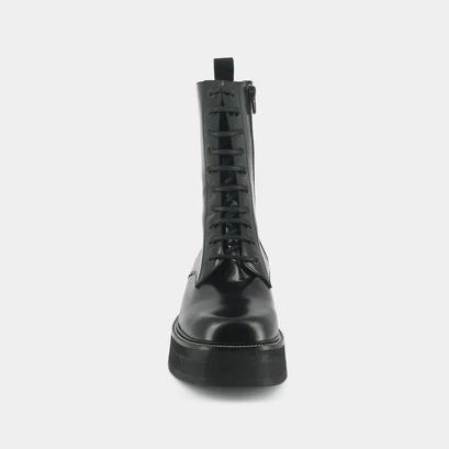 Boots &agrave; lacets et semelles &eacute;paisses en cuir glac&eacute; noir | DAFFIA | Jonak