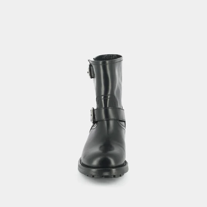Boots &agrave; talons, semelles crant&eacute;es et d&eacute;tails boucles argent&eacute;es cuir glac&eacute; noir | DIVIUS | Jonak