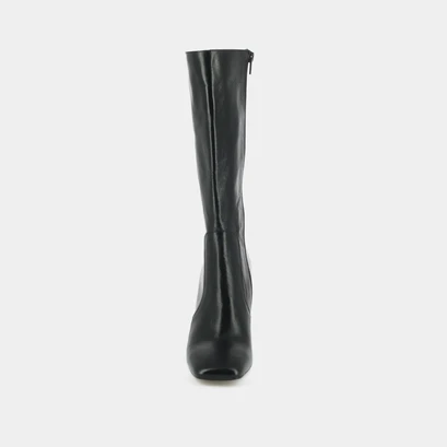 Bottes &agrave; talons et bouts carr&eacute;s en cuir vieilli noir | VACCA | Jonak