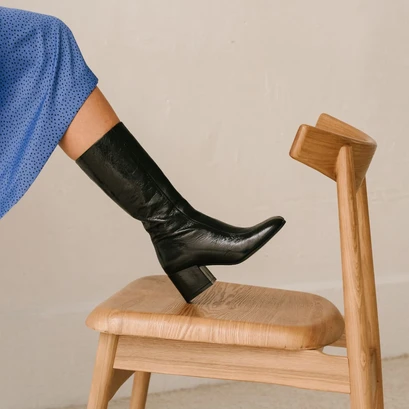 Bottes &agrave; talons en cuir vieilli noir | DARLONE | Jonak