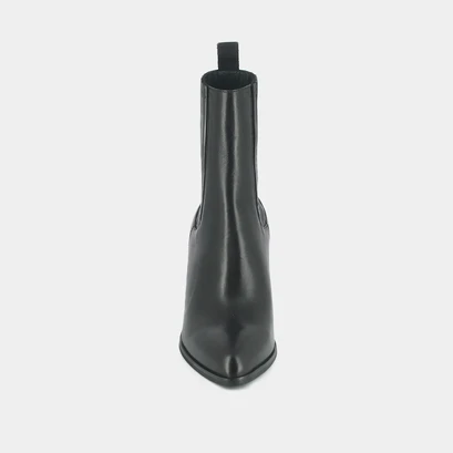 Bottines &agrave; talons et &agrave; fronces en cuir noir | DOLORES | Jonak