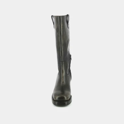 Bottes &agrave; talons en cuir grain&eacute; gris | DIA | Jonak
