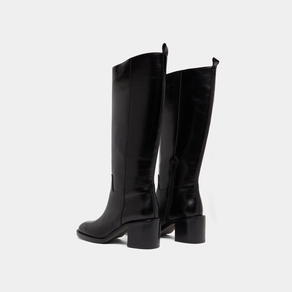 Bottes hautes &agrave; talons en cuir noir | BONNIE | Jonak