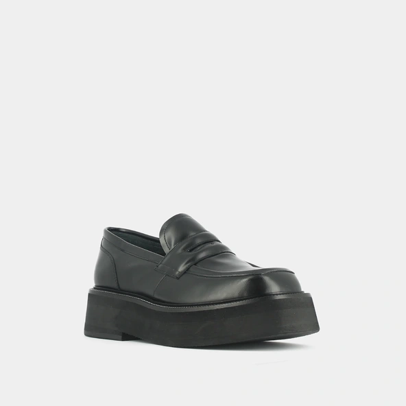 Mocassins à plateformes en cuir glacé noir | DAFFY | Jonak