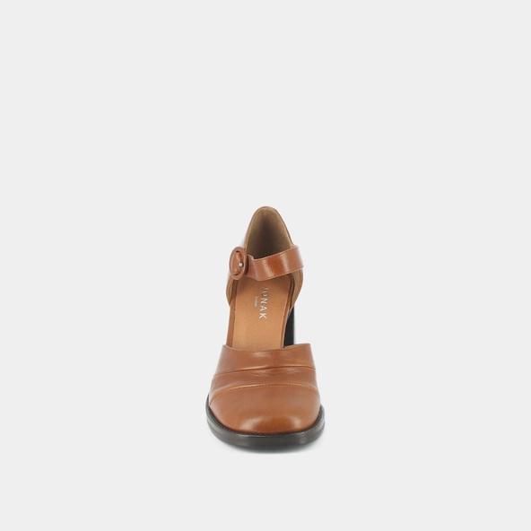Babies à talons et brides en cuir cognac clair | DESTINEE | Jonak