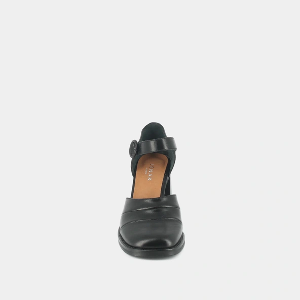 Sandales &agrave; talons et brides en cuir noir | DESTINEE | Jonak