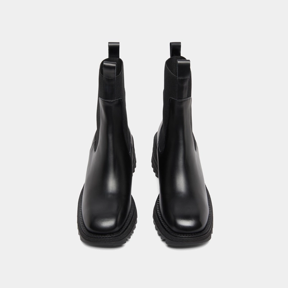 Boots &agrave; &eacute;lastiques et semelles crant&eacute;es.... en cuir glac&eacute; noir | DOVE | Jonak