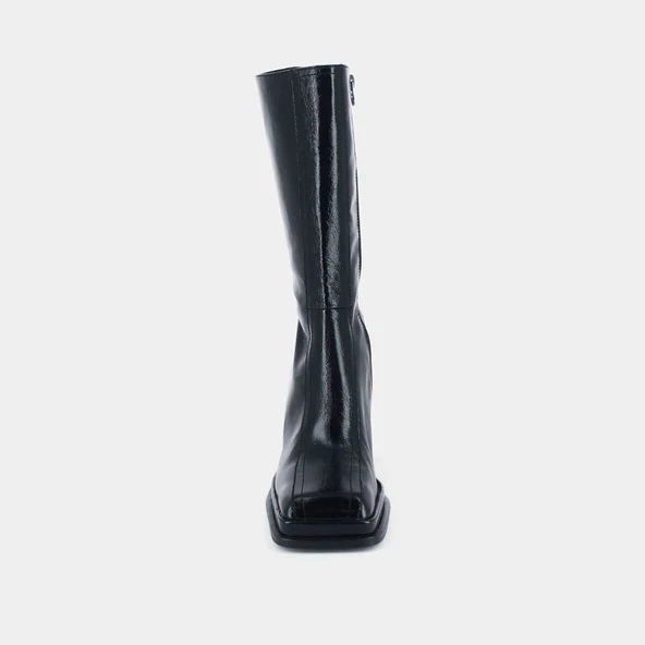 Bottes à talons, plateformes et bouts ca... en cuir brillant noir | BAGNA | Jonak