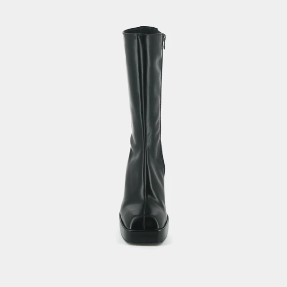 Bottes à plateformes et bouts carrés en cuir noir | BOULIER | Jonak