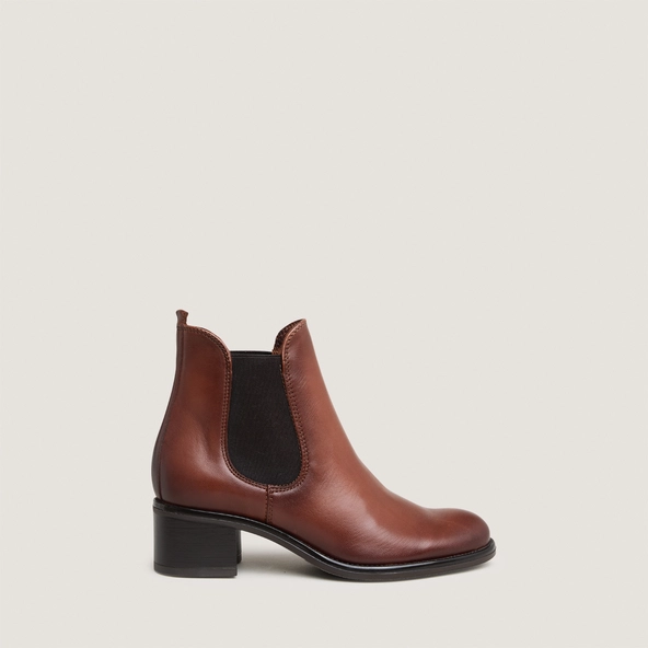 Bottines &agrave; talons en cuir patin&eacute; cognac | CALCUTTO | Jonak