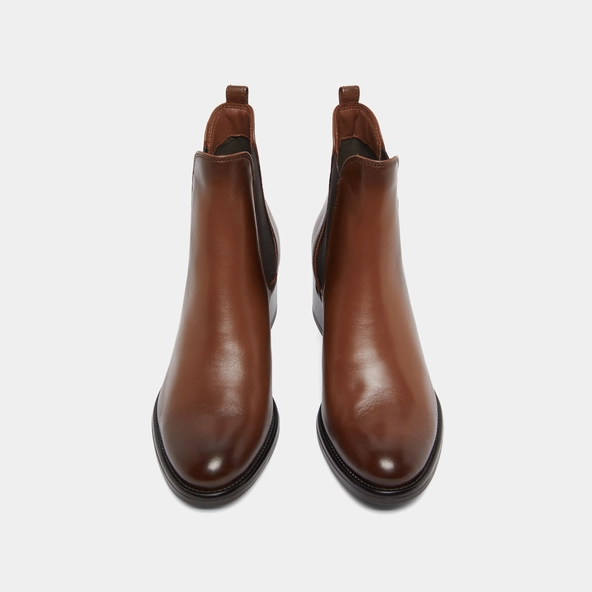 Bottines &agrave; talons en cuir patin&eacute; cognac | CALCUTTO | Jonak