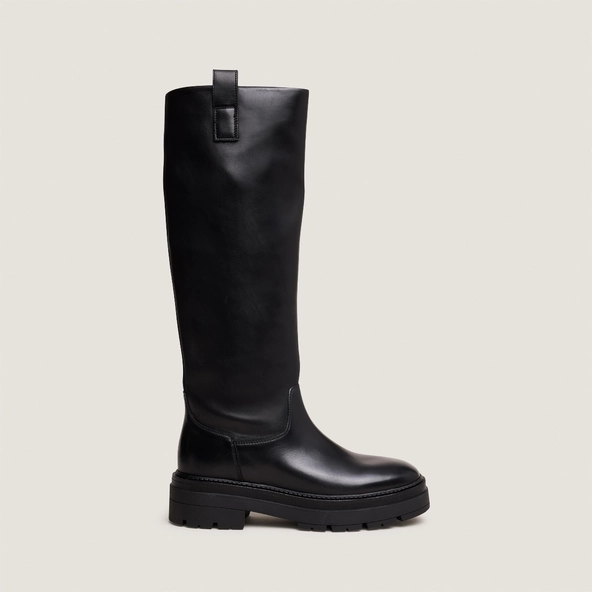 Bottes à semelles crantées et bouts carr... en cuir noir | PICUSSIA | Jonak