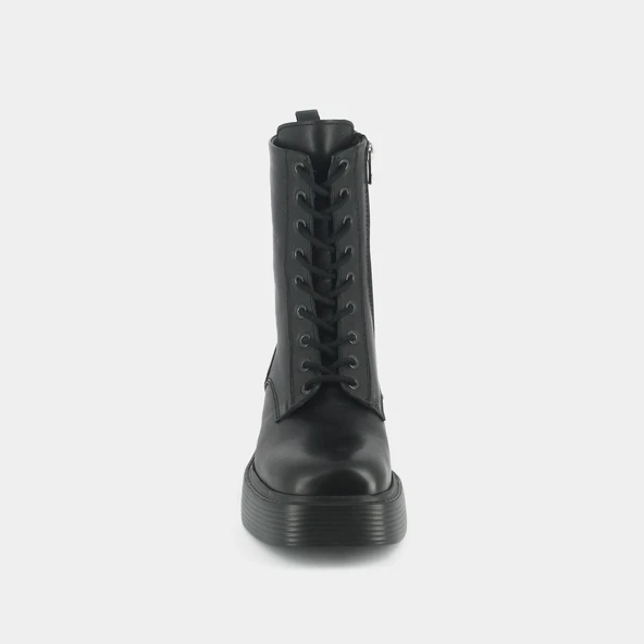 Boots à lacets, plateformes et bouts carrés en cuir noir | IBRAS | Jonak