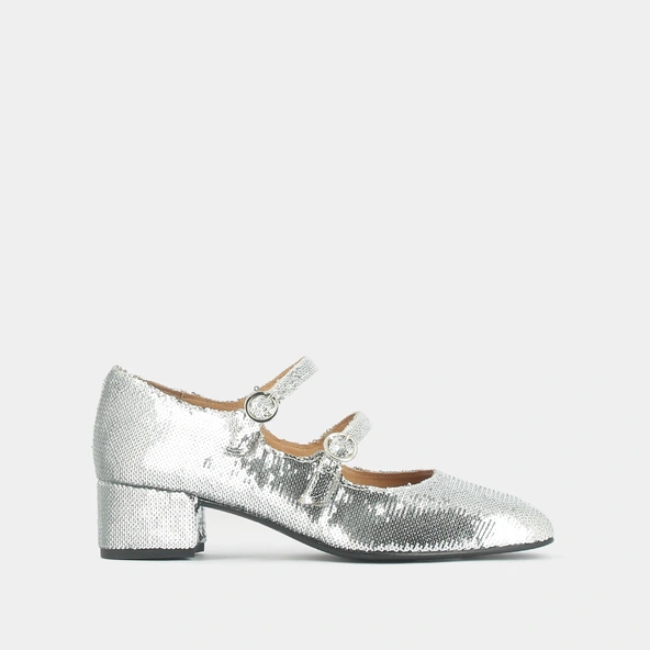 Babies doubles boucles et talons en sequins argent | DOMI | Jonak