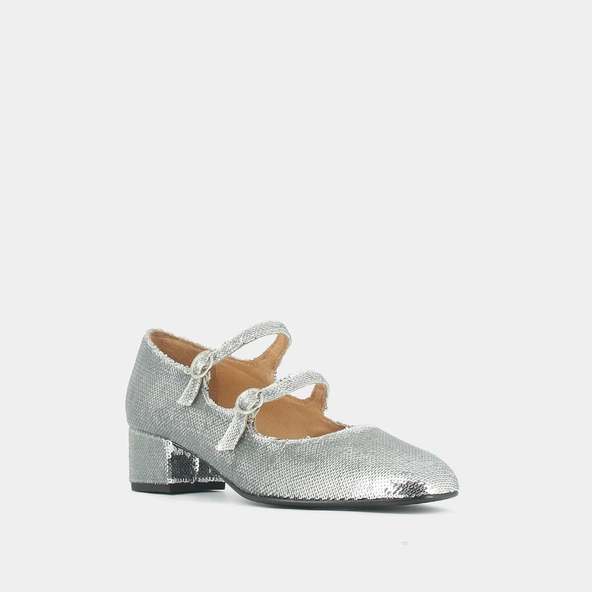 Babies doubles boucles et talons en sequins argent | DOMI | Jonak