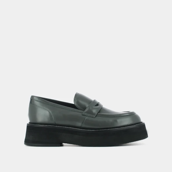 Mocassins &agrave; plateformes en cuir glac&eacute; gris | DAFFY | Jonak