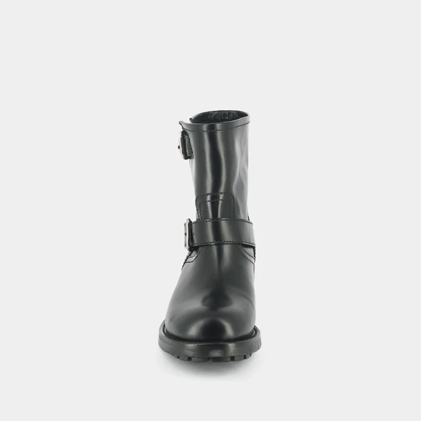 Boots à talons, semelles crantées et détails boucles argentées cuir glacé noir | DIVIUS | Jonak