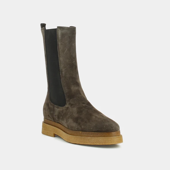 Bottines à semelles épaisses et élastiques en croute marron | CAIRE | Jonak