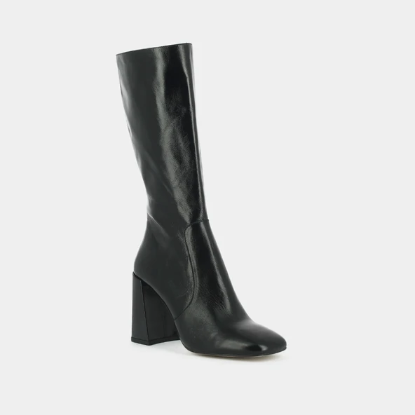 Bottes à talons et bouts carrés en cuir vieilli noir | VACCA | Jonak