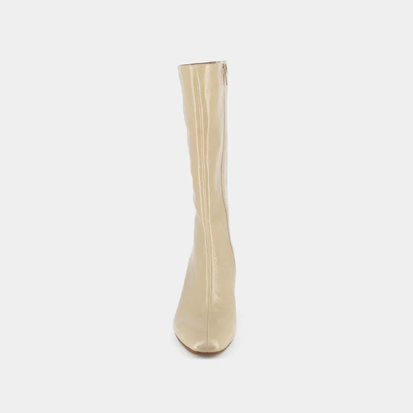 Bottines à talons et bouts pointus en cuir brillant beige | DOMINA | Jonak