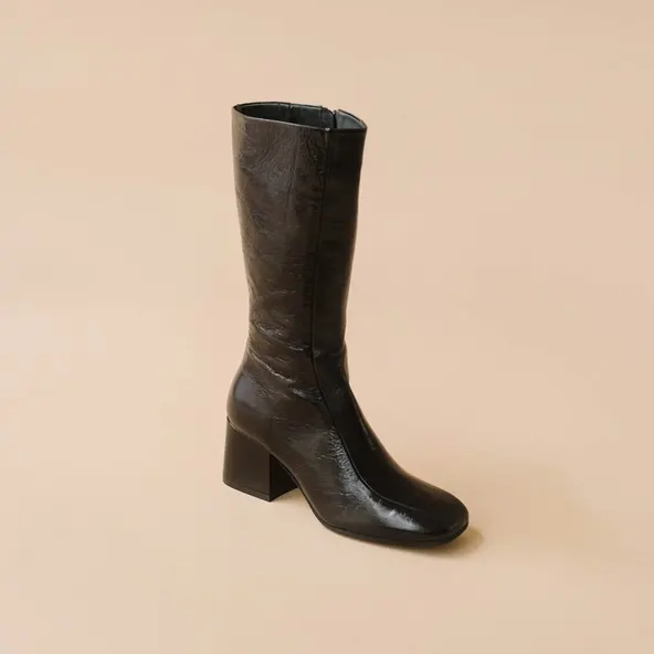 Bottes à talons en cuir vieilli noir | DARLONE | Jonak