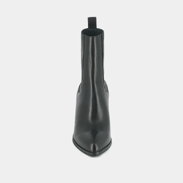 Bottines à talons et à fronces en cuir noir | DOLORES | Jonak