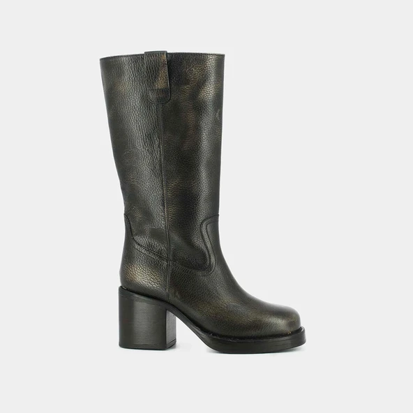 Bottes à talons en cuir grainé gris | DIA | Jonak