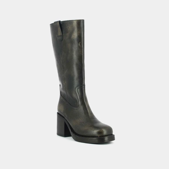 Bottes à talons en cuir grainé gris | DIA | Jonak
