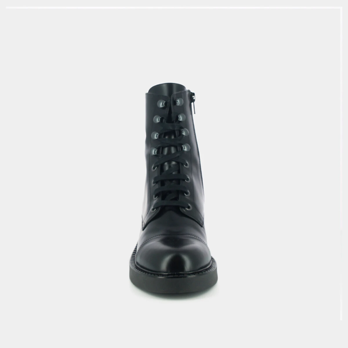 Bottines à lacets en cuir glacé noir | DICKER | Jonak