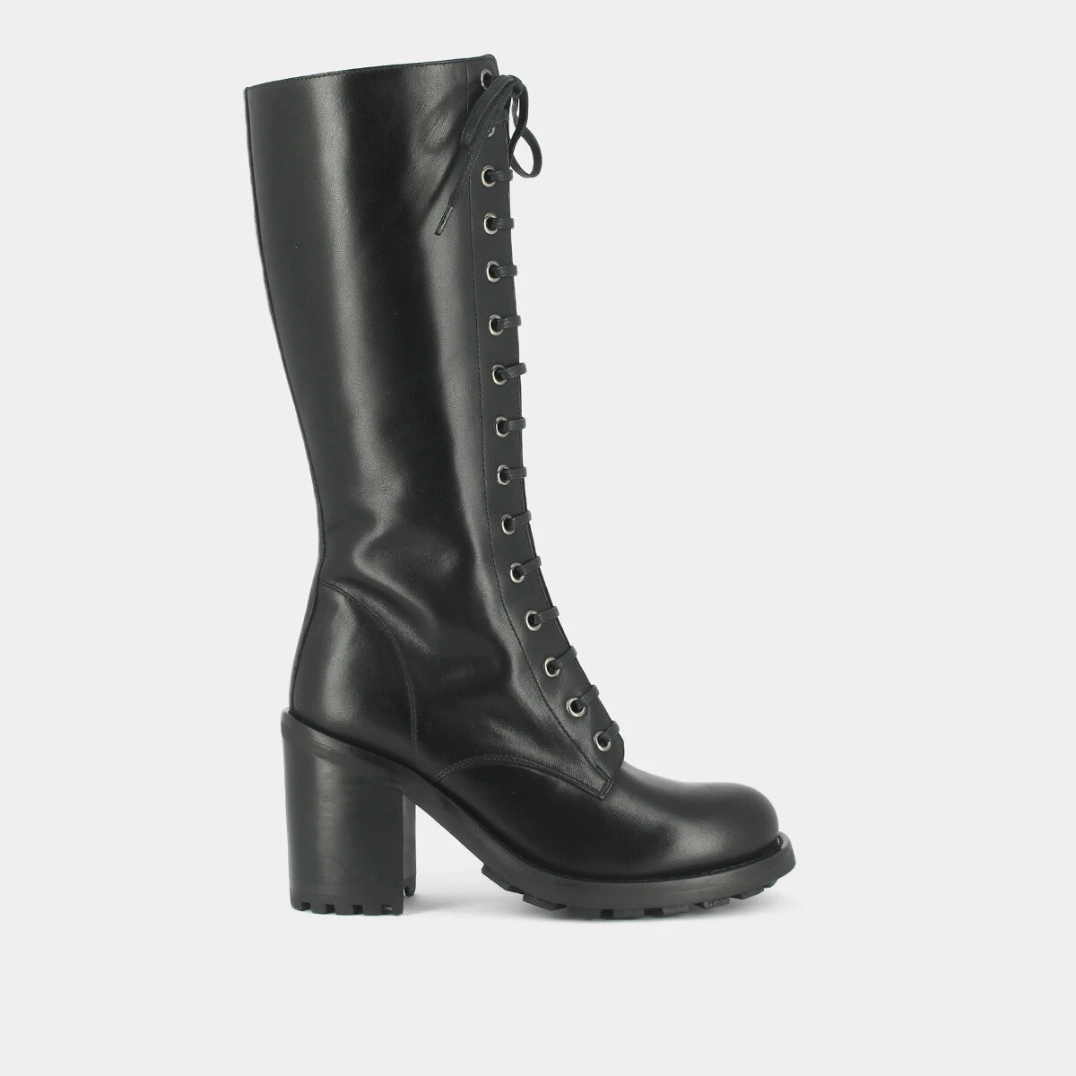 Bottes à talons et laçages en cuir noir | DELLY | Jonak