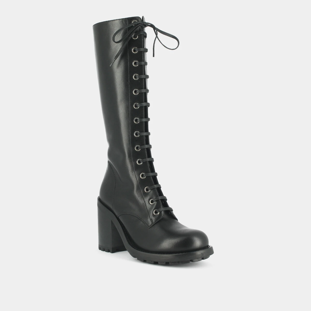 Bottes à talons et laçages en cuir noir | DELLY | Jonak