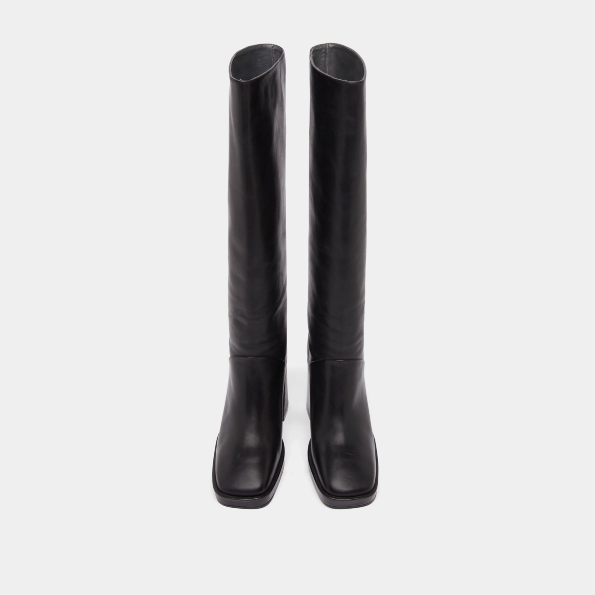 Bottes à talons hauts et bouts carrés en cuir noir | DETHLEE | Jonak
