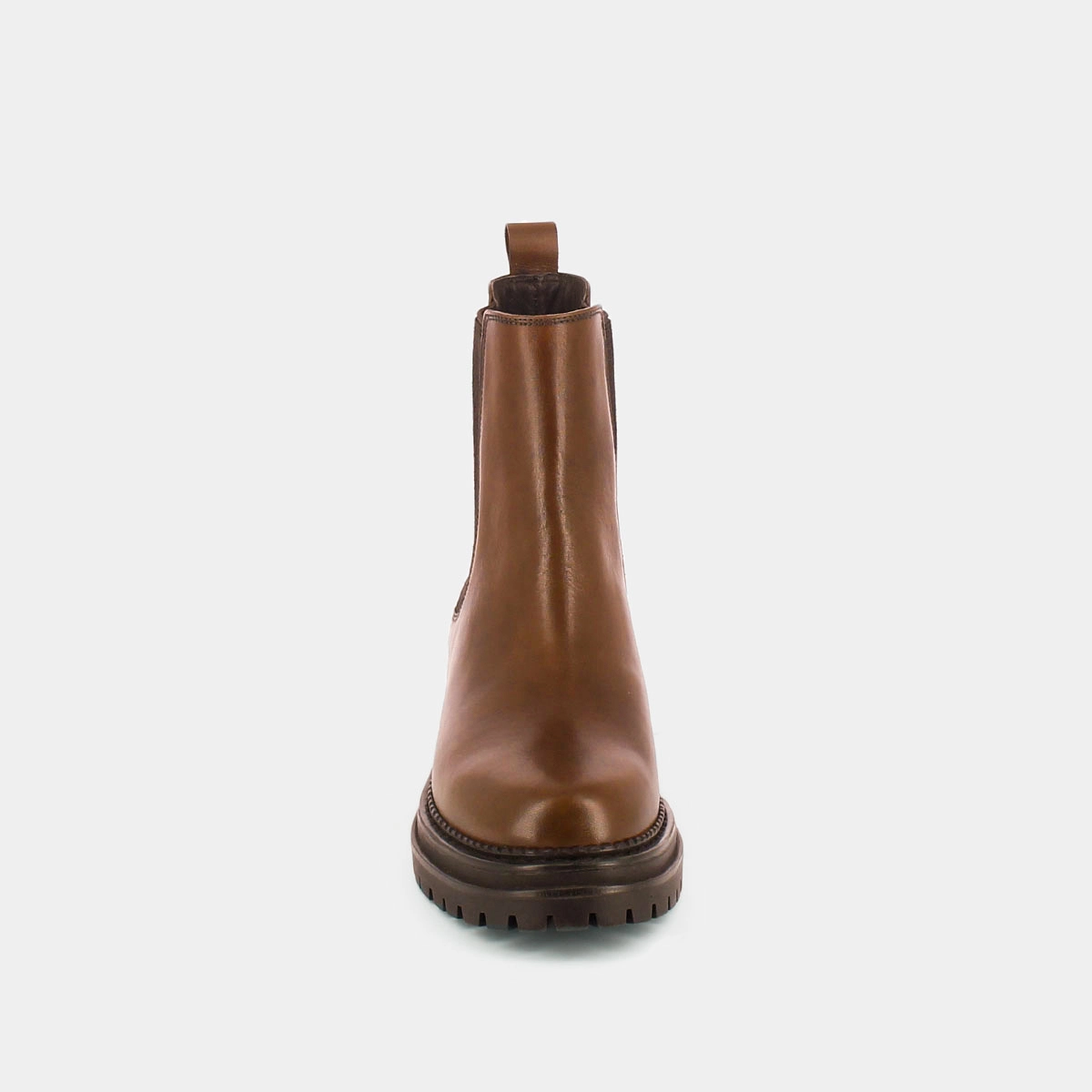 Bottines &agrave; semelles crant&eacute;es et &eacute;lastiques en cuir patin&eacute; cognac | ADALARD | Jonak