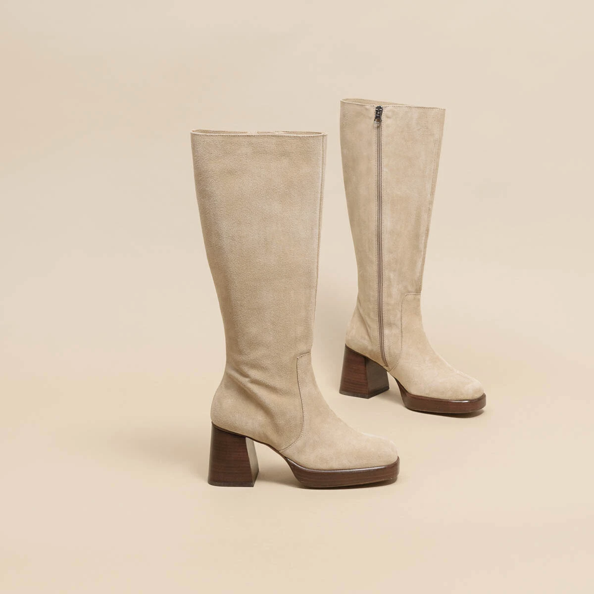 Bottes &agrave; plateformes en croute beige | BETINA | Jonak