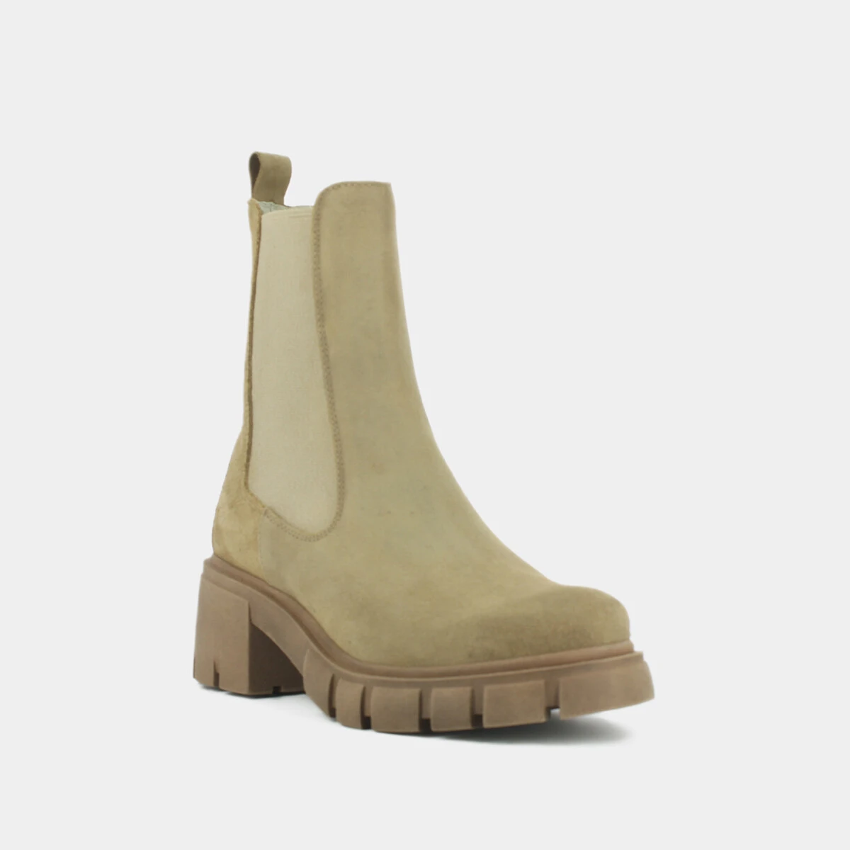 Bottines à talons et semelles crantées en croute beige | MOÏSE | Jonak