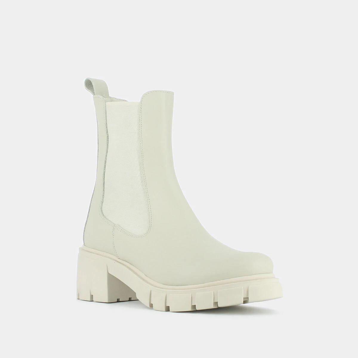 Bottines à talons et semelles crantées en cuir écru | MOÏSE | Jonak