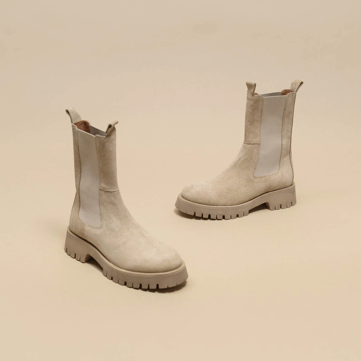 Bottines &agrave; plateformes en croute beige | RIDLE | Jonak