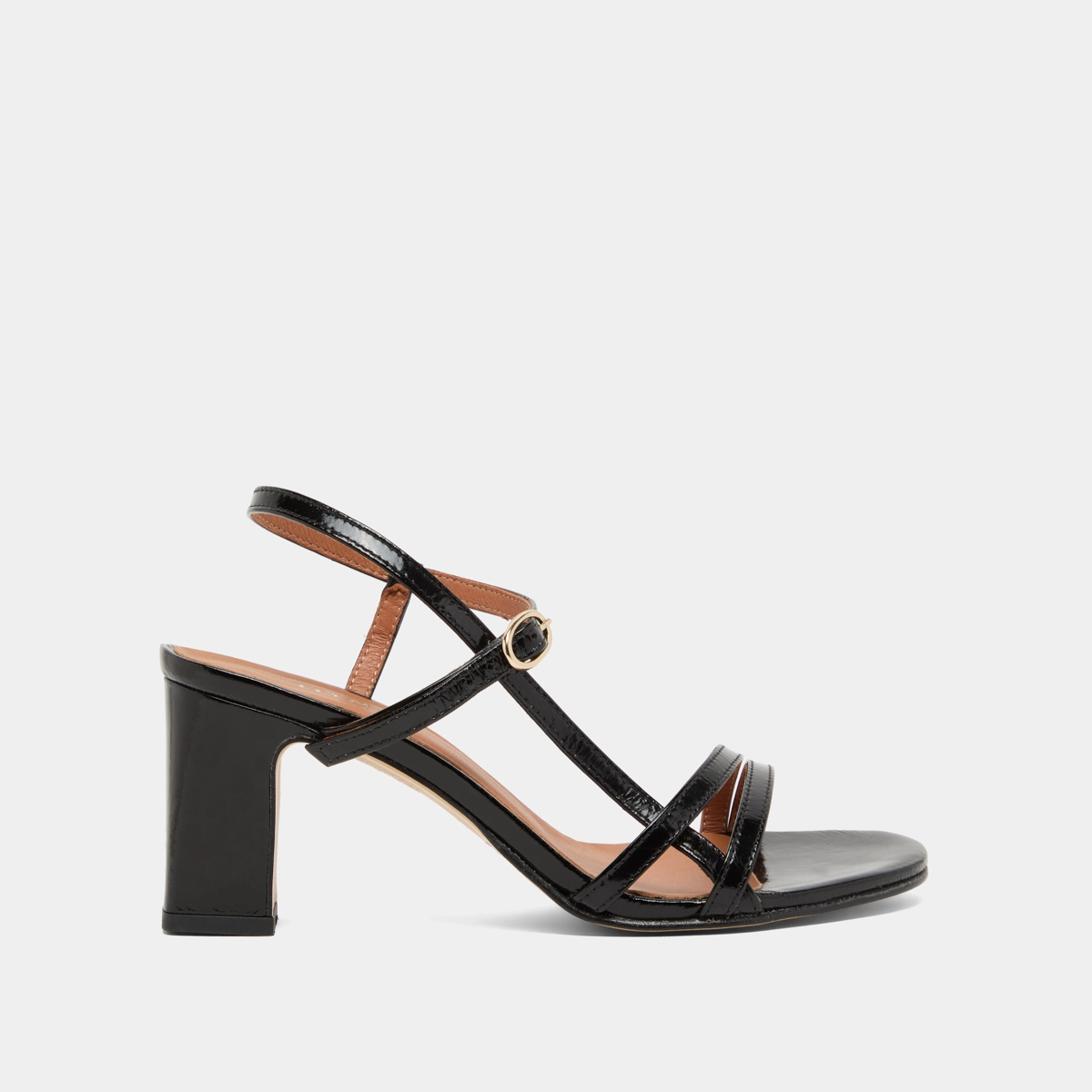 Sandales à talons et brides en cuir brillant noir | VICOMTE | Jonak