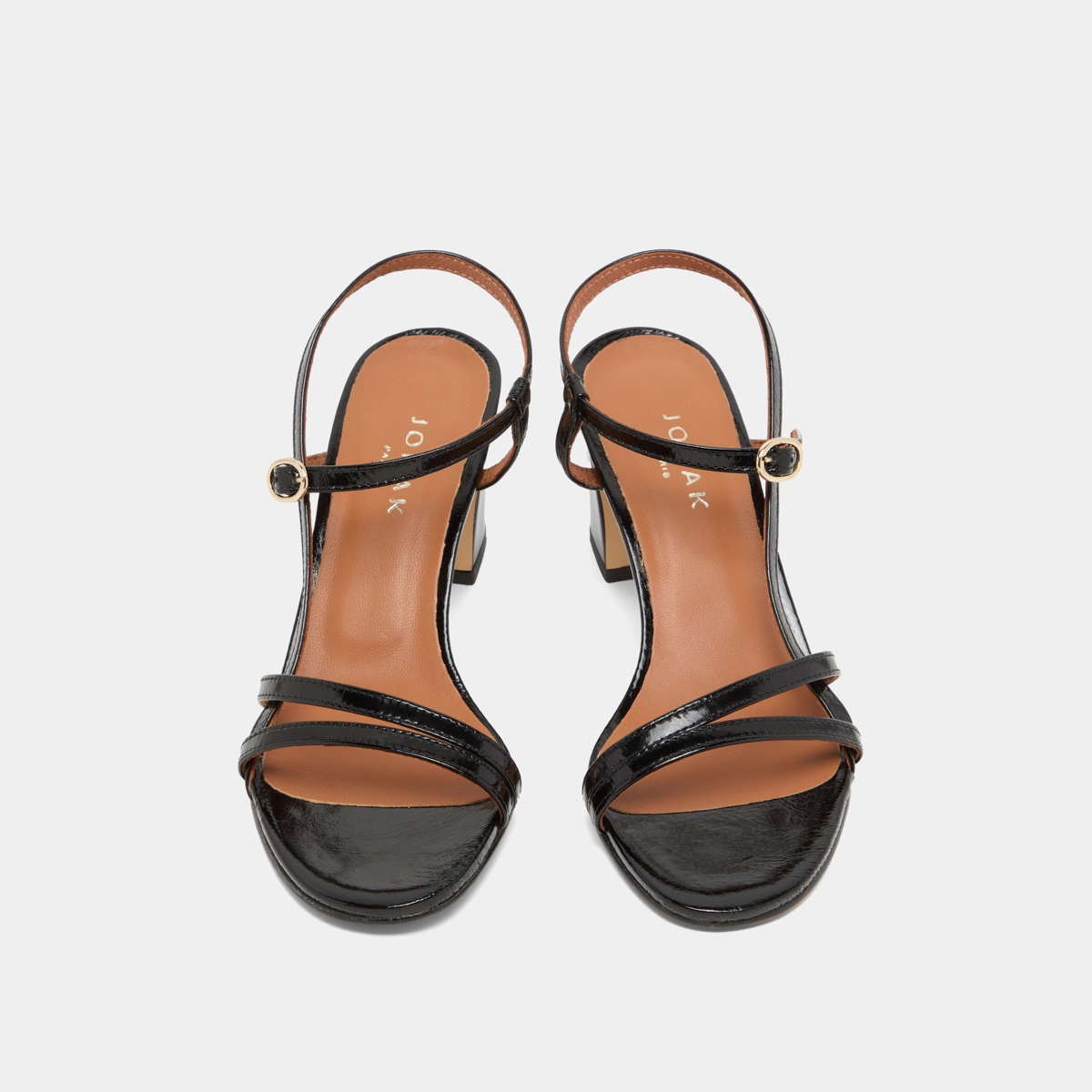 Sandales à talons et brides en cuir brillant noir | VICOMTE | Jonak