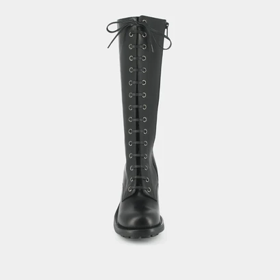 Bottes &agrave; talons et la&ccedil;ages en cuir noir | DELLY | Jonak