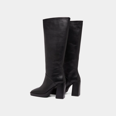 Bottes &agrave; talons hauts et bouts carr&eacute;s en cuir noir | DETHLEE | Jonak