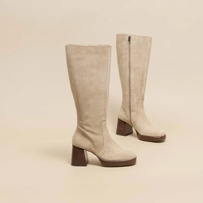 Bottes à plateformes en croute beige | BETINA | Jonak
