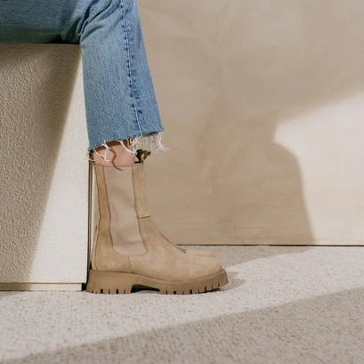 Bottines à plateformes beige