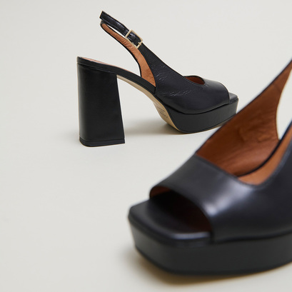 Escarpins à bouts ouverts carrés et talo... en cuir noir | VLAD | Jonak