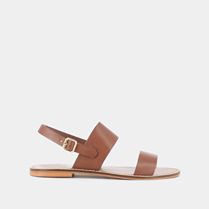 Sandales à brides larges en cuir cognac | WAOU | Jonak