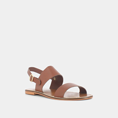 Sandales à brides larges en cuir cognac | WAOU | Jonak