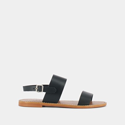 Sandales à brides larges en cuir noir | WAOU | Jonak